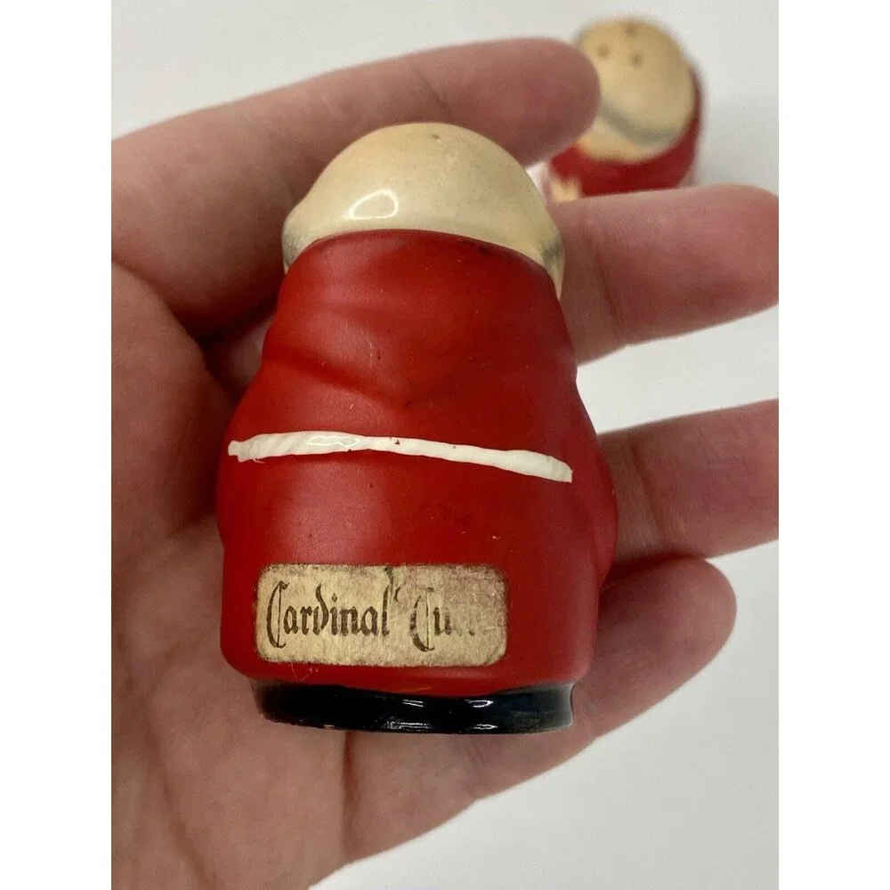 Goebel Red Cardinal Tuck Salt & Pepper Vintage Friar Monk West Germany Porcelain